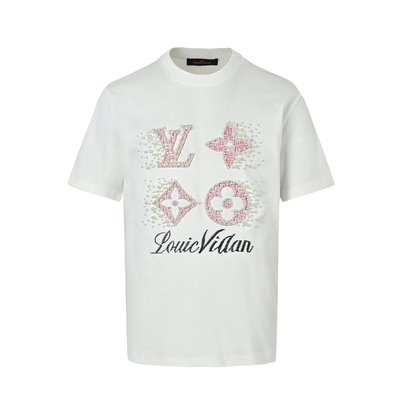 Louis Vuitton/Louis Vuitton line bead embroidery round neck short sleeves